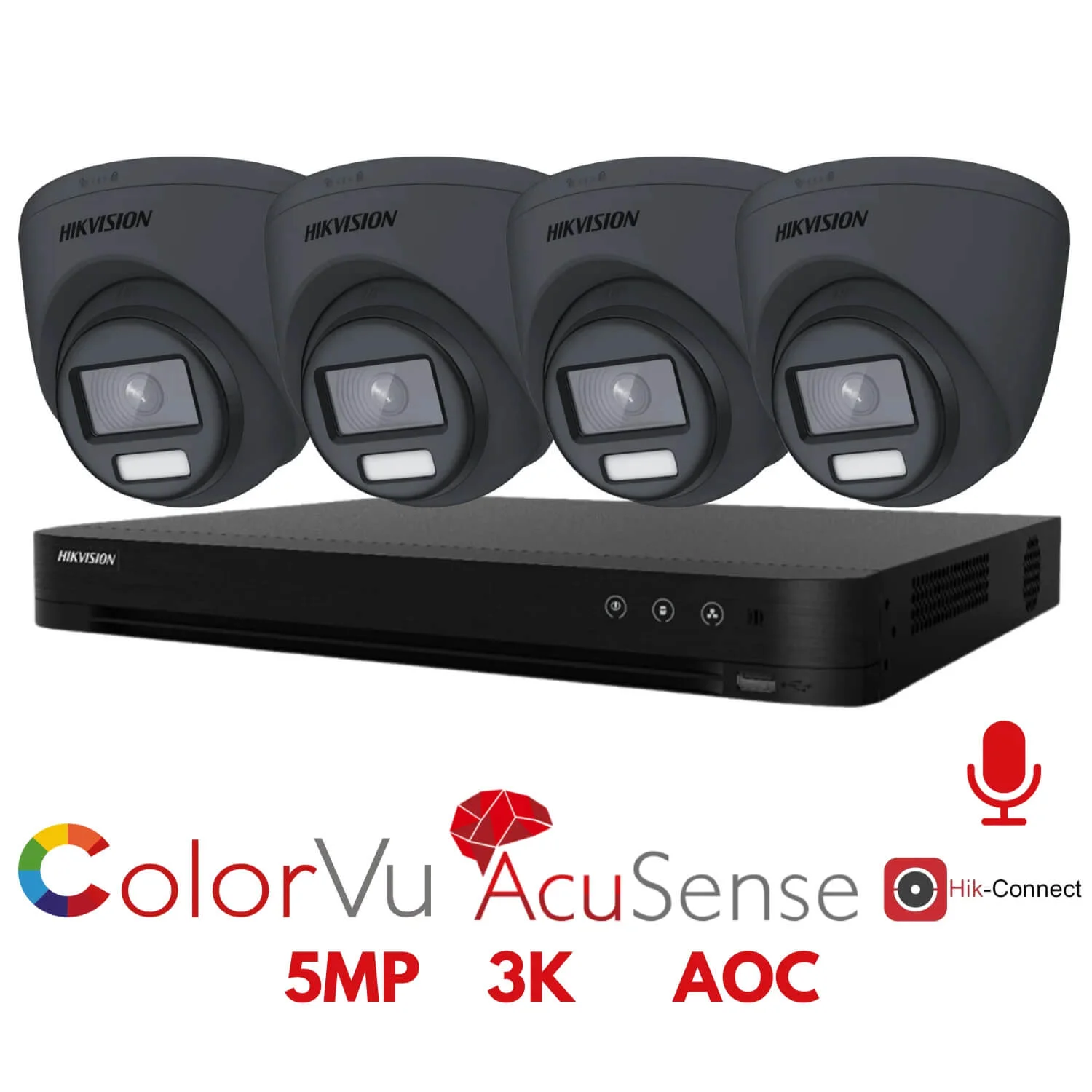 4 x Hikvision IP ColorVu 5MP 3K with Audio Recording